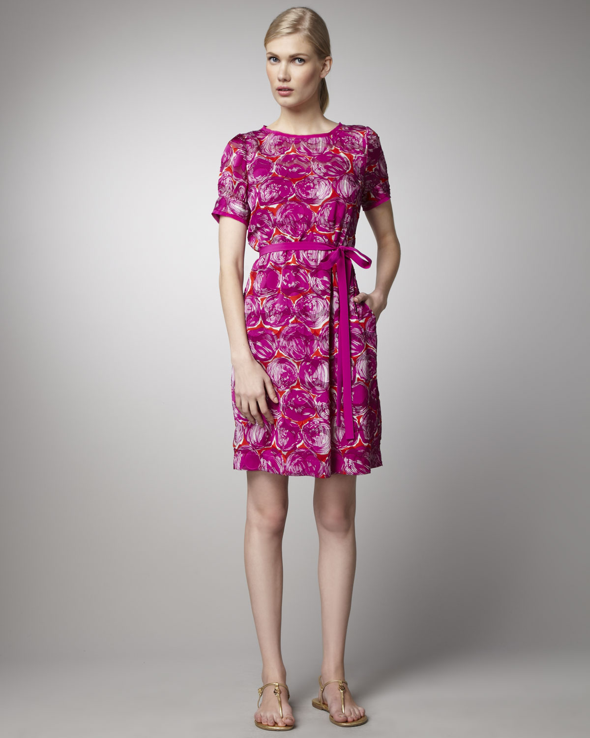 Lyst Tory Burch Kieran Short Sleeve Dress Gallery