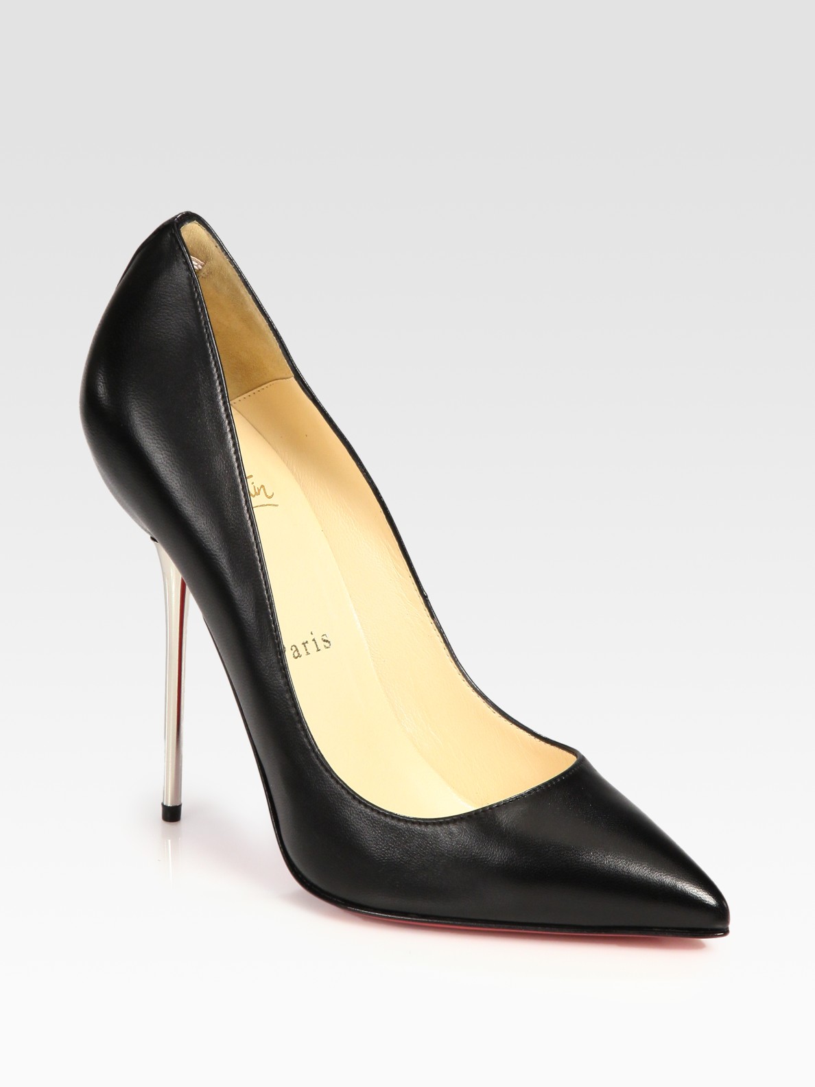 christian louboutin pointed-toe pumps Chocolate brown leather ...