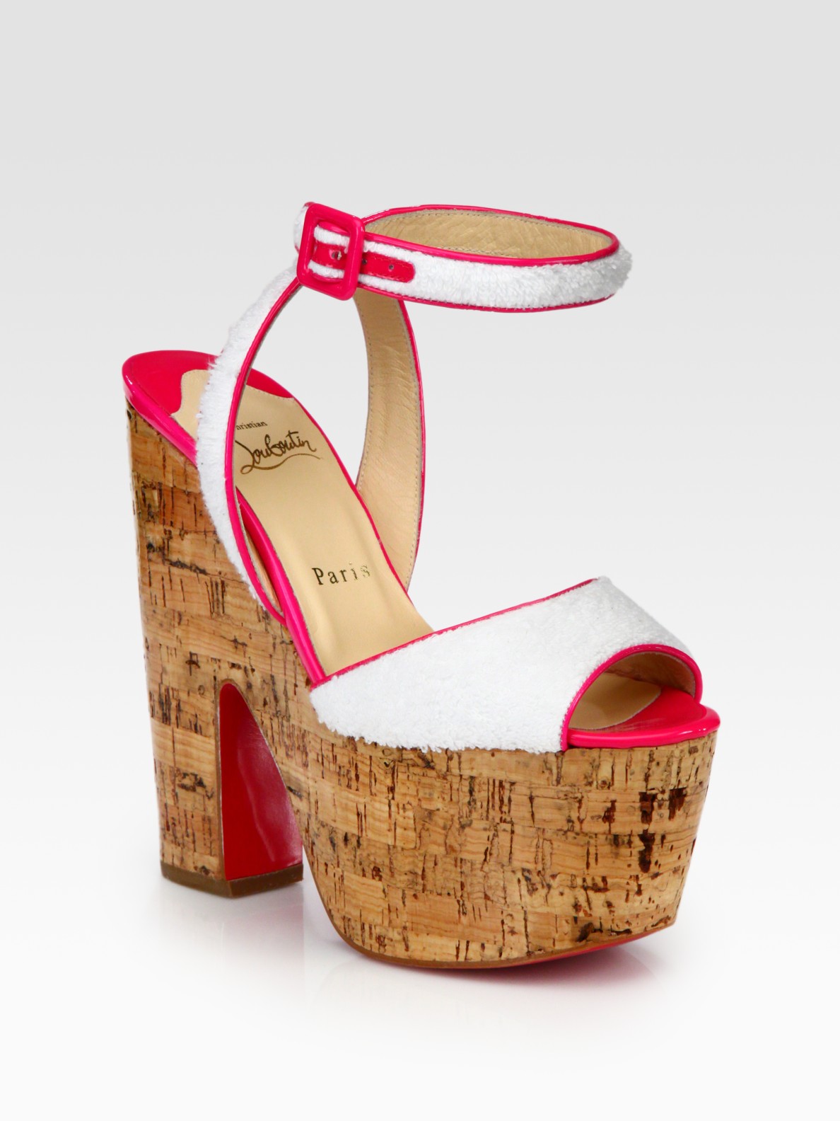 christian louboutin platform sandals Ivory terry cloth covered ...