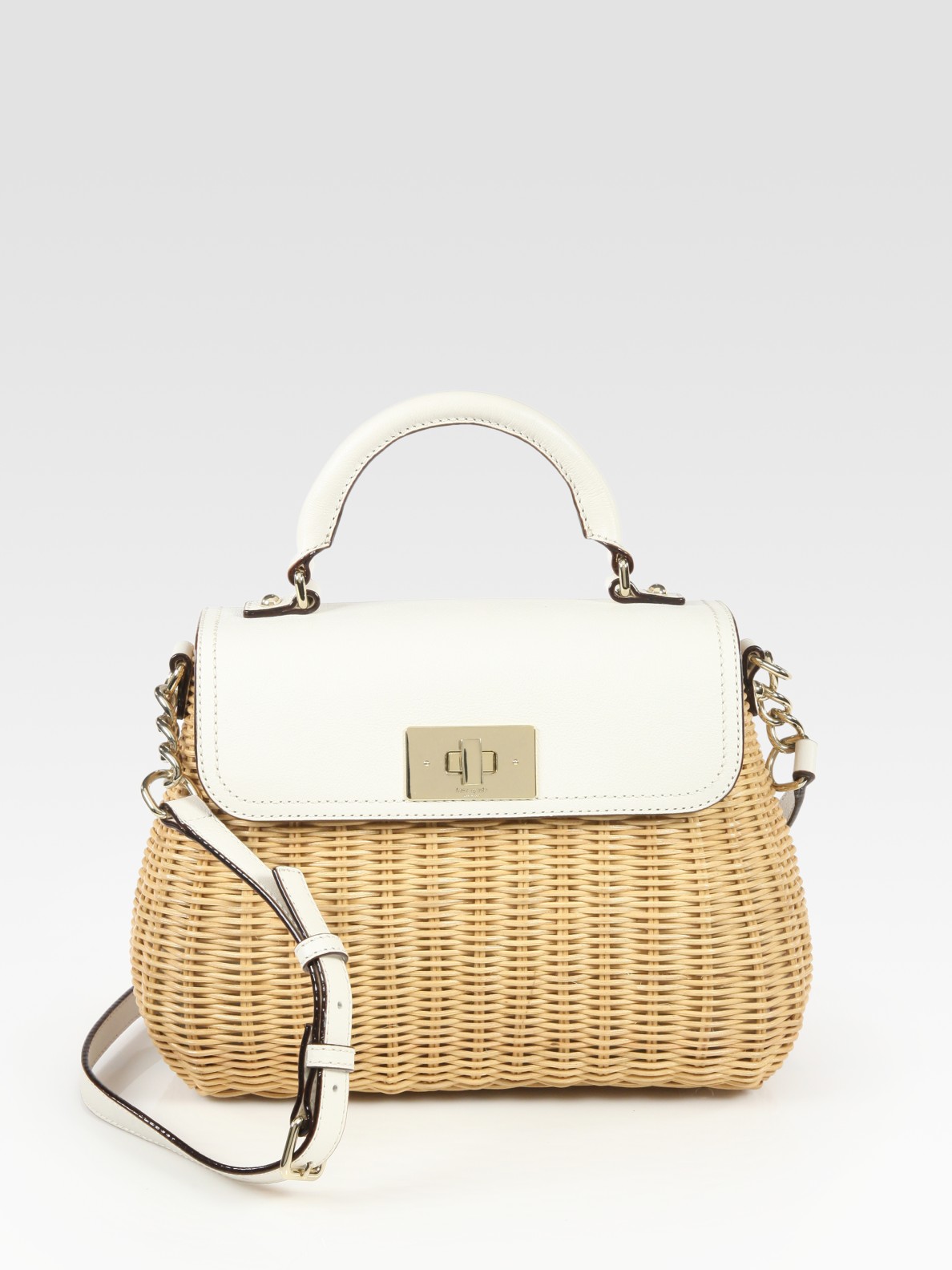 Lyst - Kate Spade New York Little Nadine Wicker Leather Top Handle Bag ...