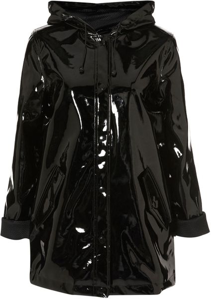 Topshop Airtex Shiny Plastic Mac in Black | Lyst