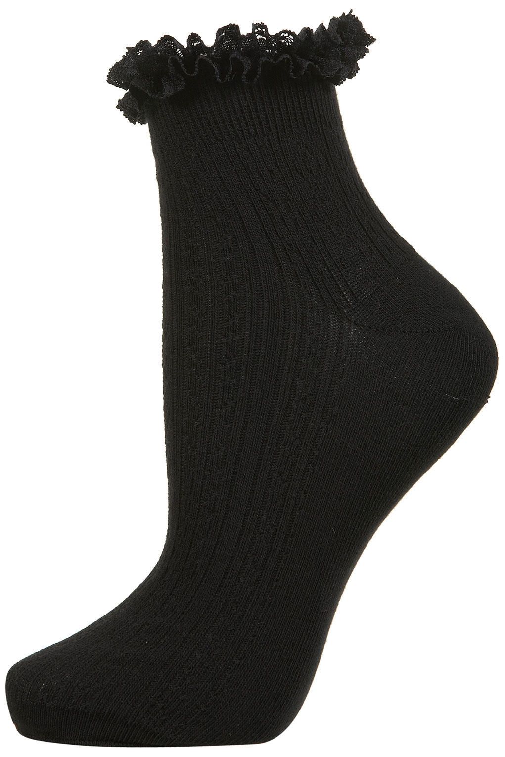 Topshop Black Lace Trim Ankle Socks in Black | Lyst