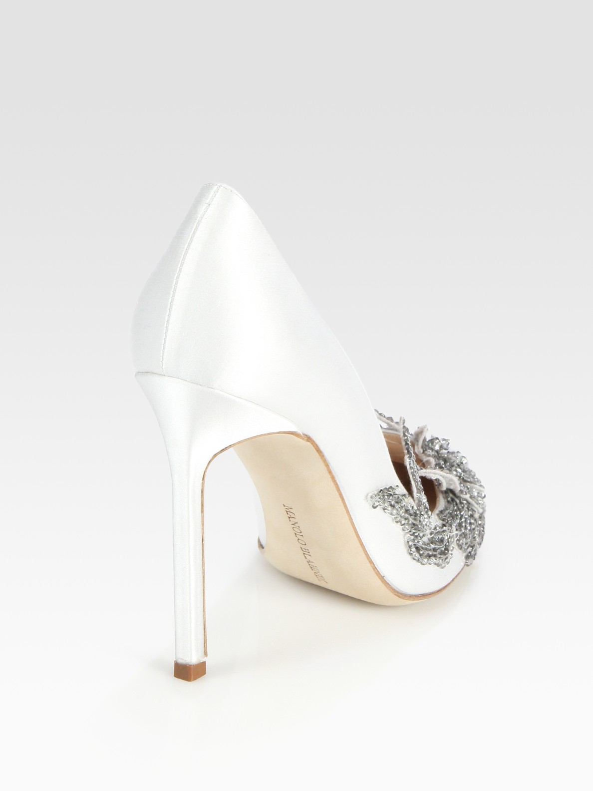 manolo blahnik white satin