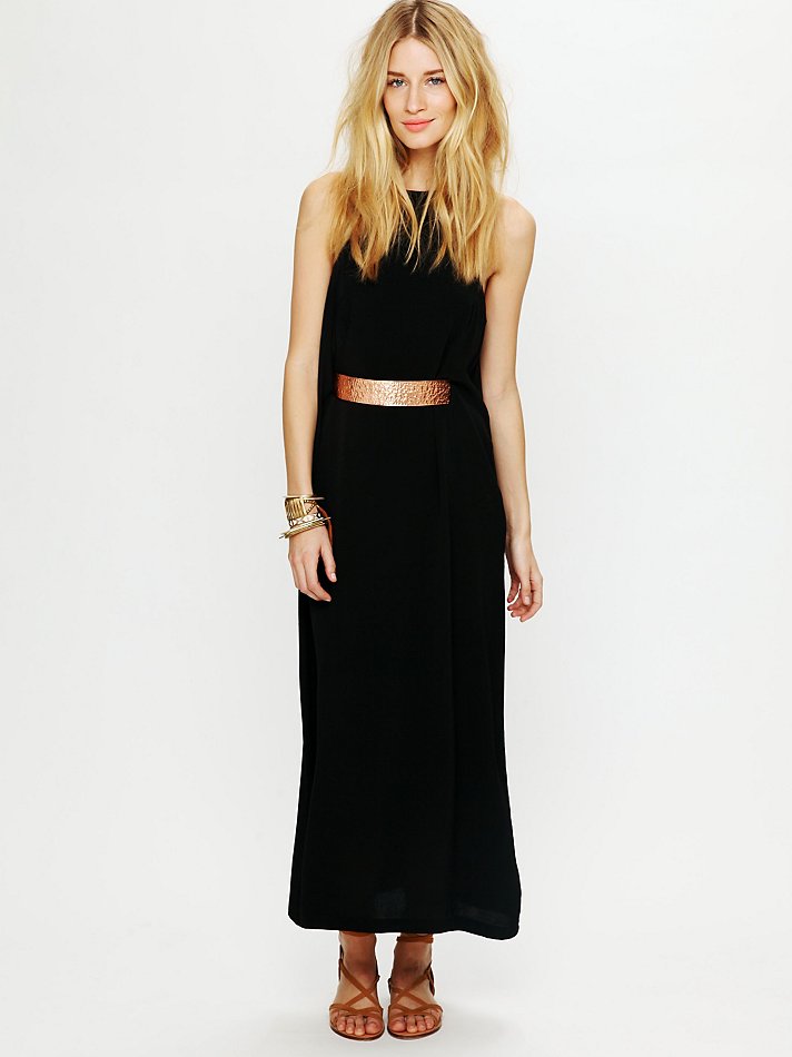 Lyst - Free People High Neck Belted Maxi Dress in Black