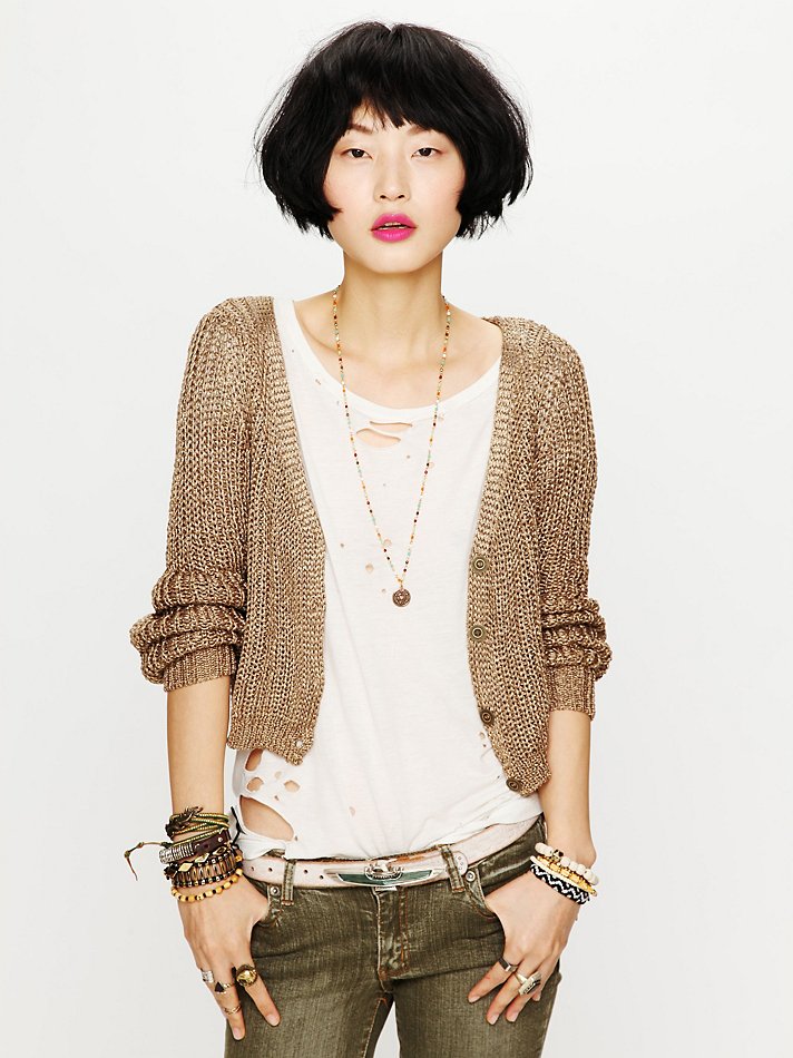 Lyst - Free People Lurex Cardigan in Metallic