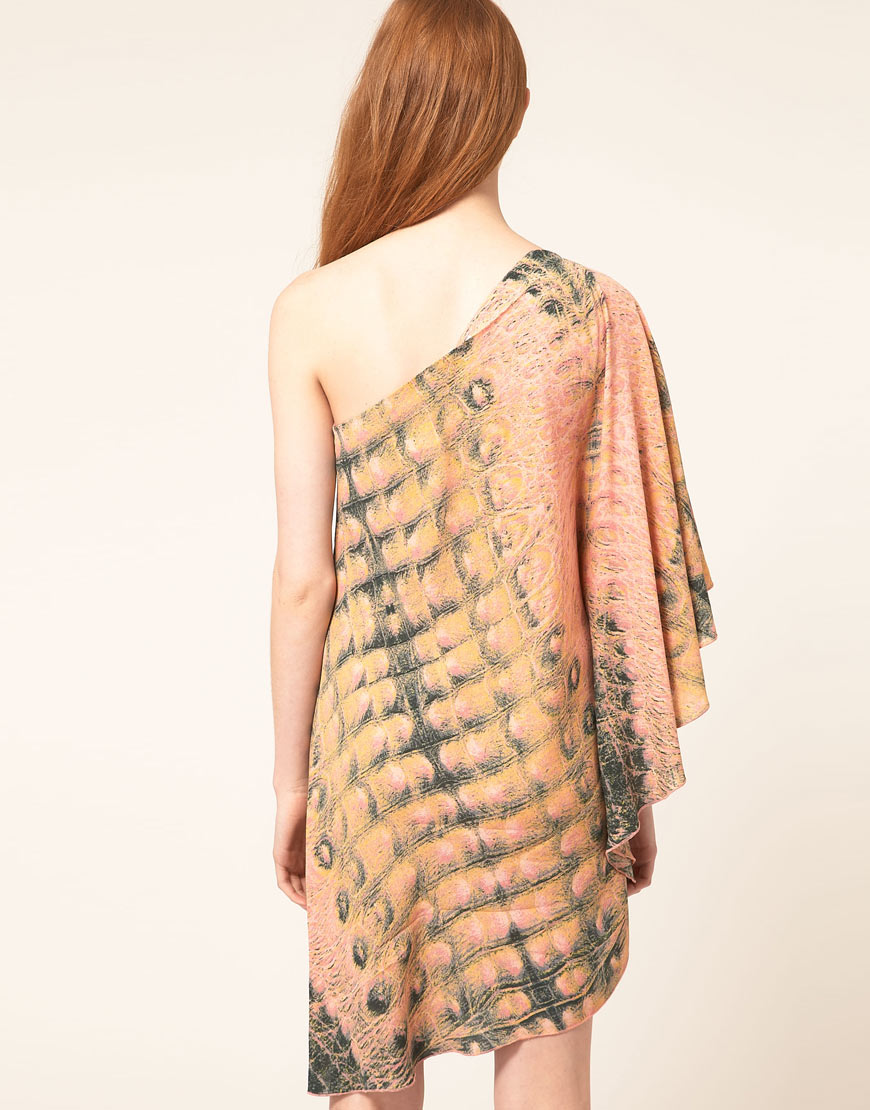 House of dagmar Dagmar Crocodile Print 1 Shoulder Dress in Green Lyst