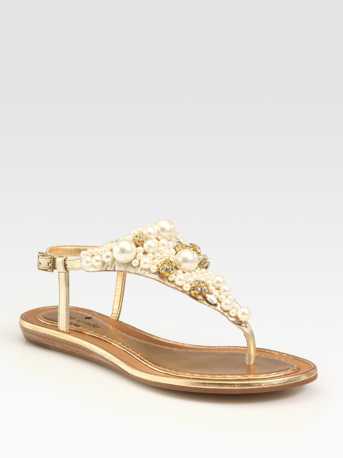 Kate spade new york Embellished Metallic Leather Thong Sandals in ...