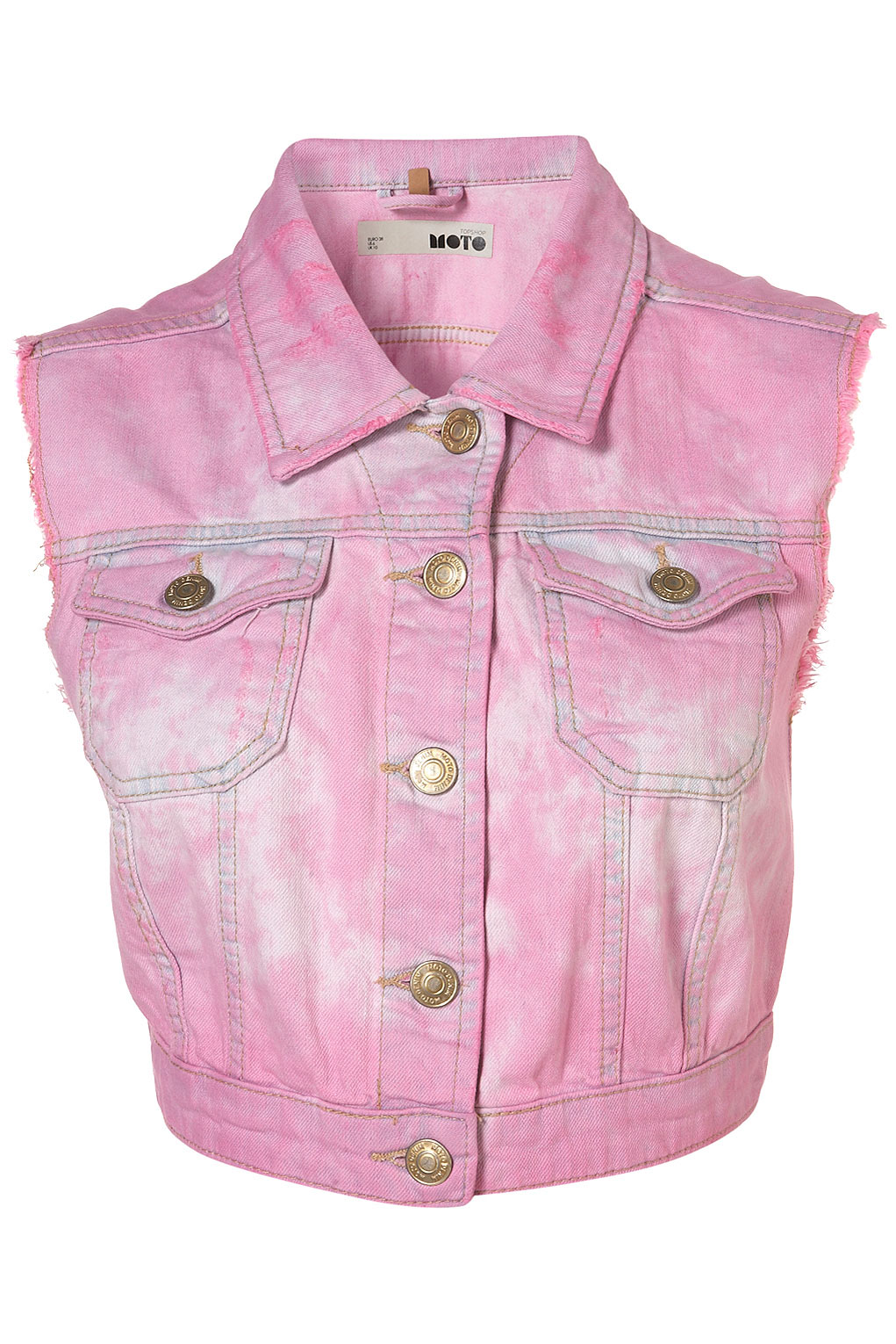 TOPSHOP Pink Marbled Denim Jacket - Lyst