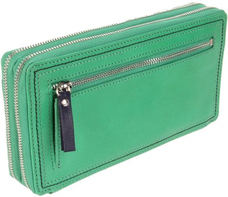 Tusk Capri Double Zip Checkbook Wallet in Green (jade/navy) | Lyst