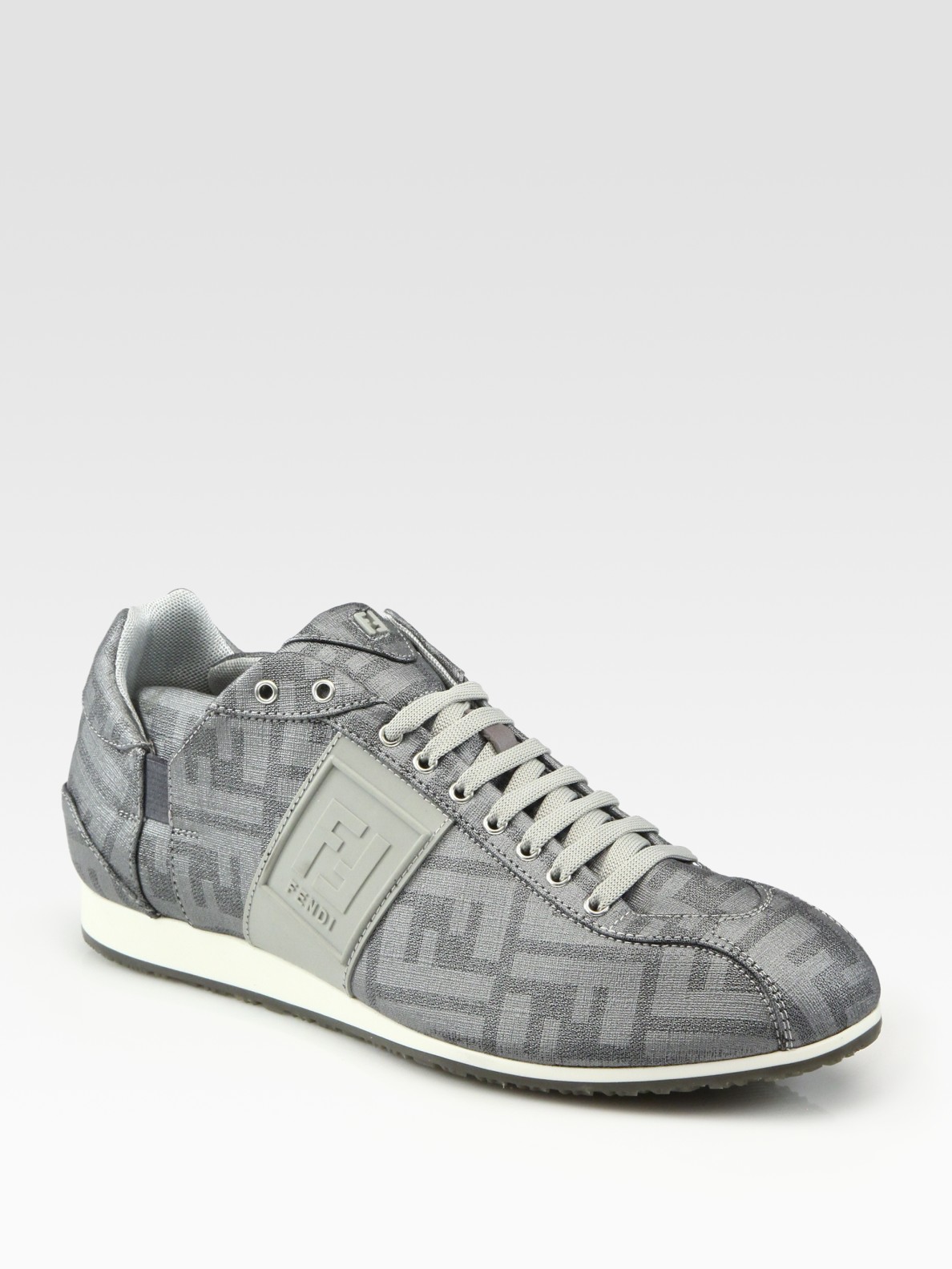 Fendi Zucca Canvas Sneakers in Gray for Men | Lyst