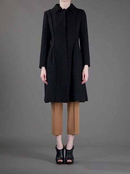 Giambattista Valli Flared Skirt Coat in Black | Lyst
