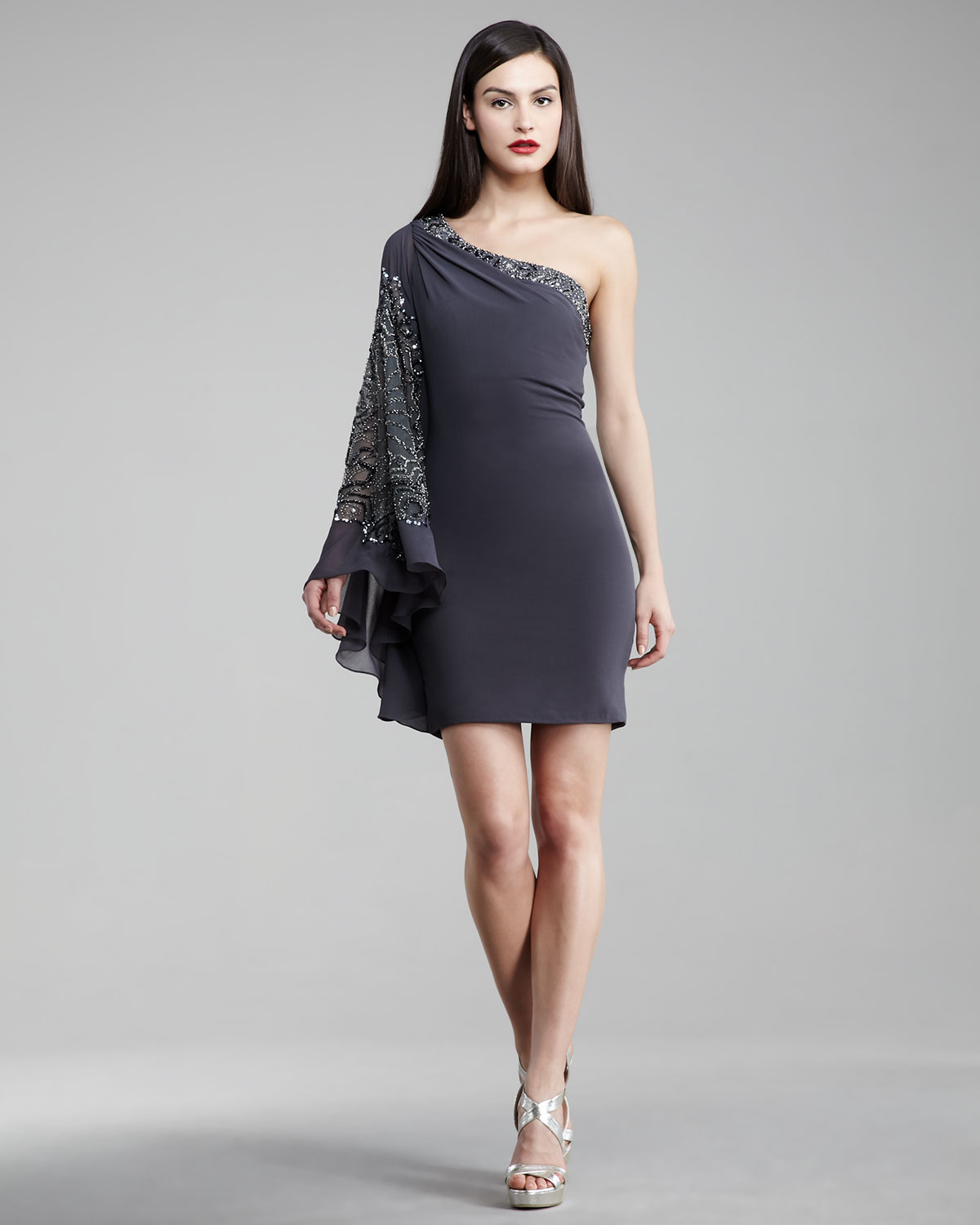 dark gray cocktail dress