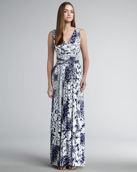 Shoshanna Celine Printed Maxi Dress in Blue (royal) | Lyst