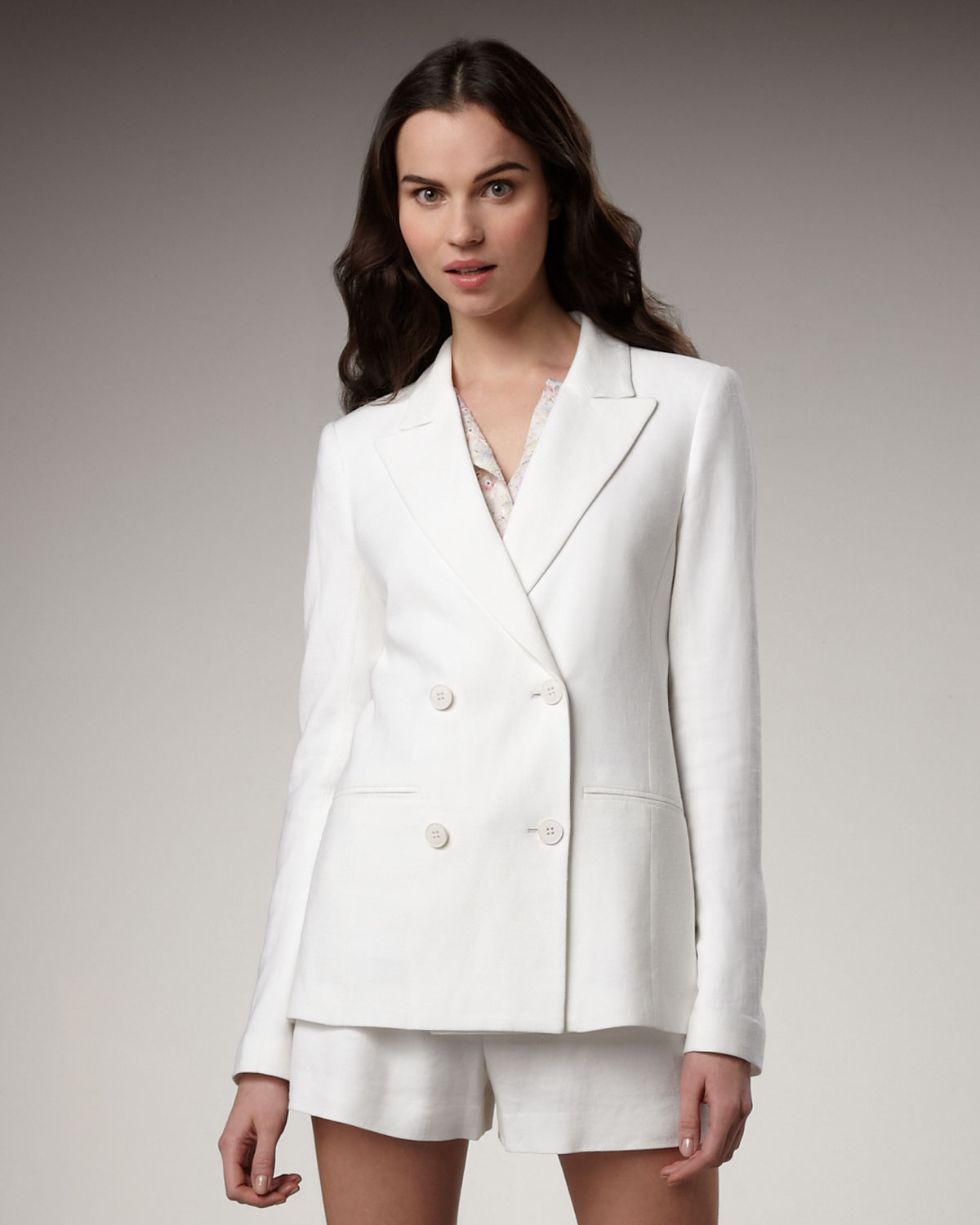 Theory Linenblend Doublebreasted Blazer in White (natural white) | Lyst