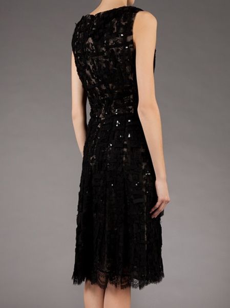 Oscar De La Renta Sequin Embellished Lace Dress in Black | Lyst
