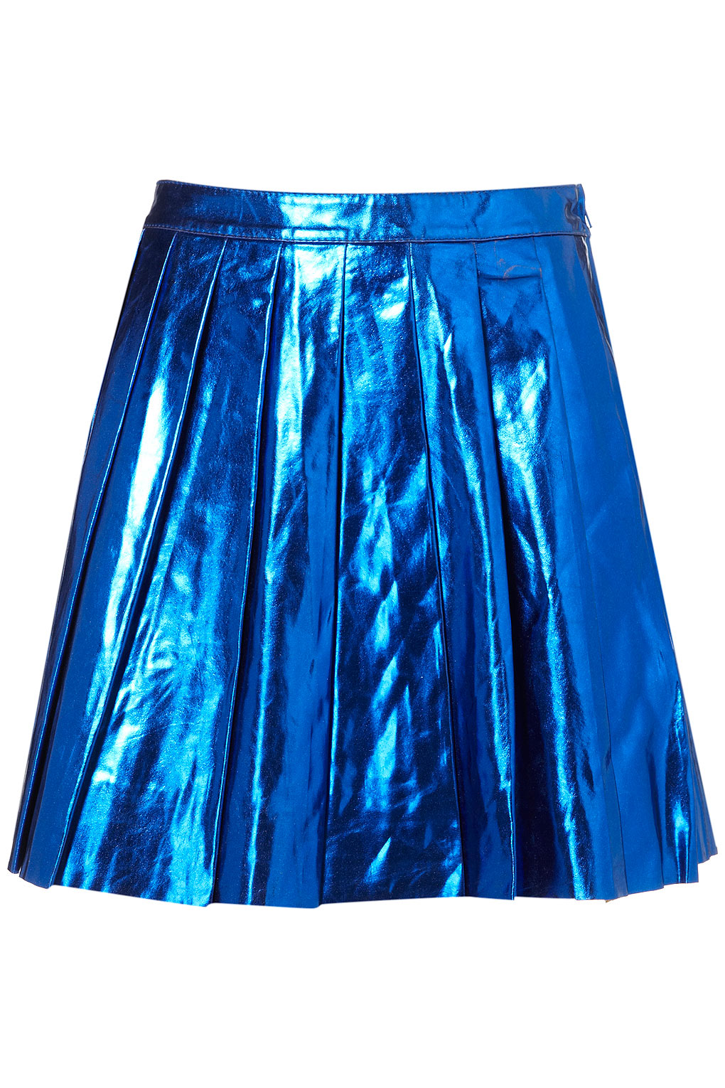 Topshop Metallic Pleated Skirt In Blue Lyst