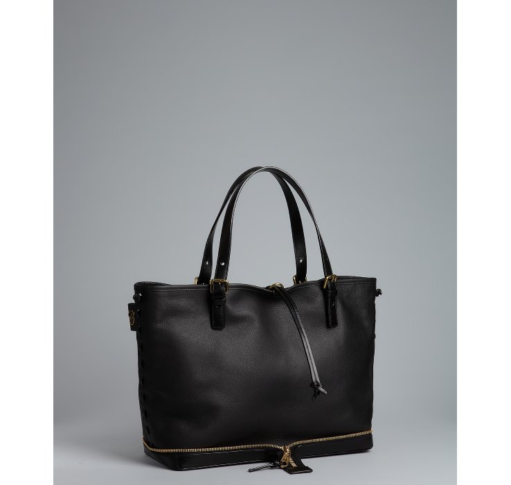 Chlo Black Leather Ellen Moyen Zip Bottom Tote Bag in Black | Lyst