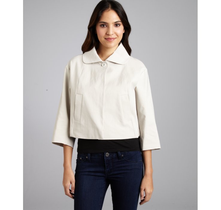 Chloe Stone Cotton Blend Cropped Swing Jacket In White Lyst