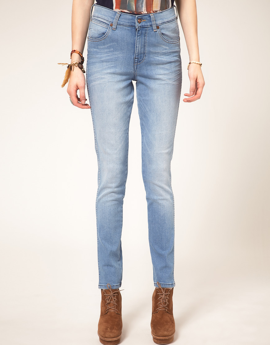 Lyst - Wrangler Jess High Waisted Skinny Jeans in Blue