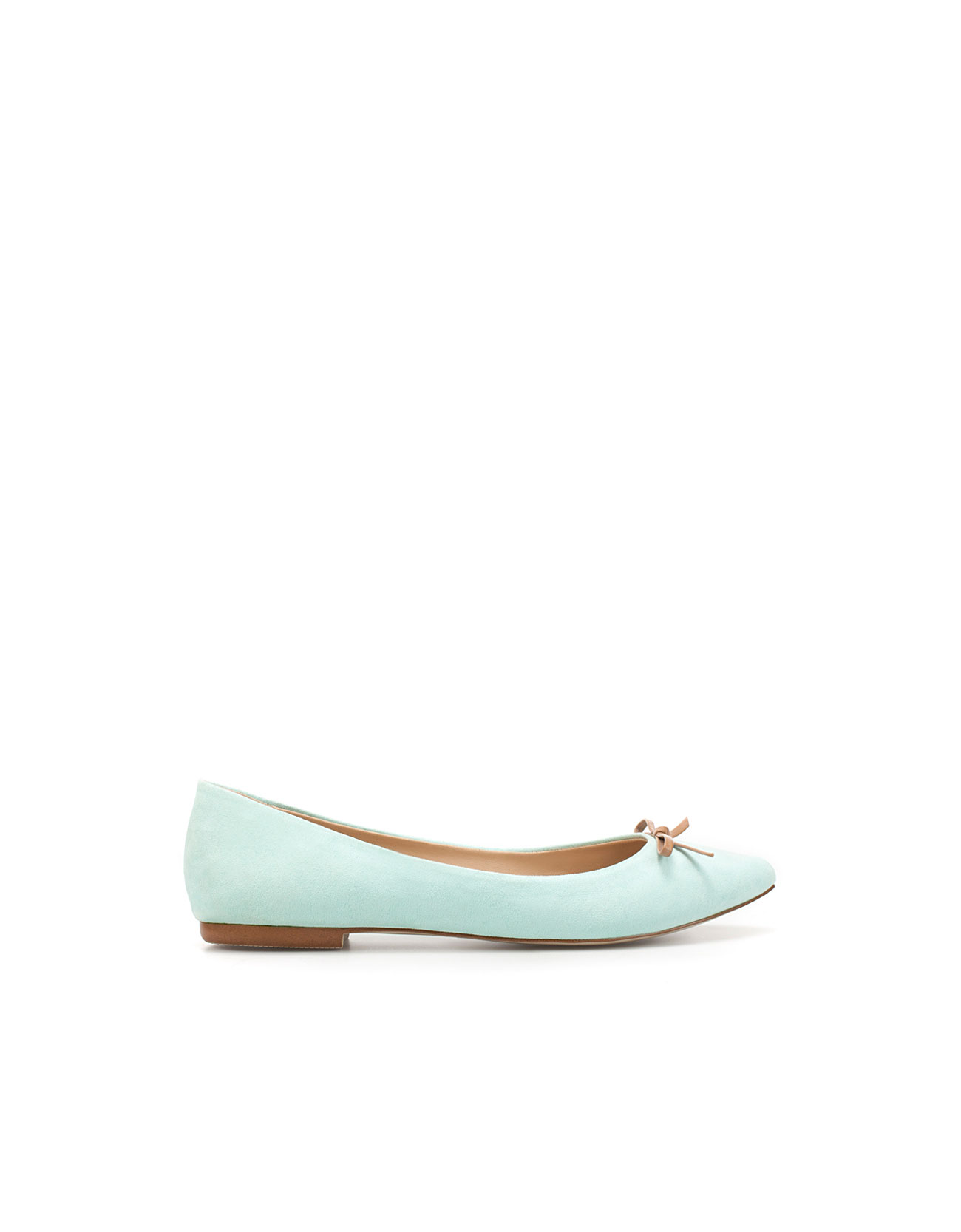 Zara Pointed Ballerinas with Bow in Green (457) | Lyst