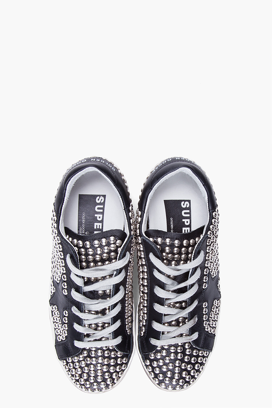 Lyst - Golden Goose Deluxe Brand Black Studded Superstar Sneakers in Black