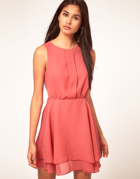 Asos Collection Asos Sleeveless Mini Dress with Double Skirt in Pink ...