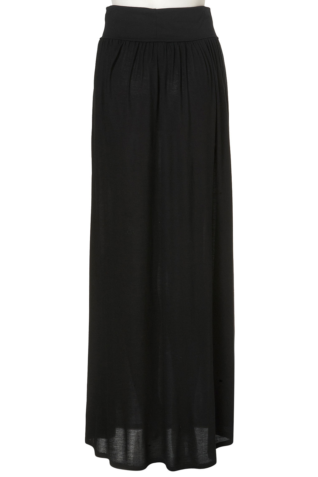 Topshop Fold Over Waistband Maxi Skirt in Black | Lyst