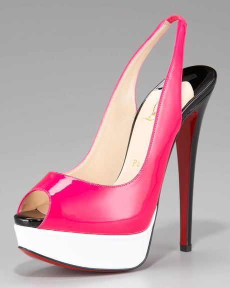 Christian Louboutin Lady Peeptoe Colorblock Slingback in Pink (white ...