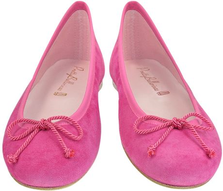 Pretty Ballerinas Fuchsia Suede Ballerina Shoes in Purple (fuchsia) | Lyst