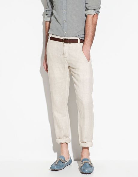 Zara Linen Trousers with Pocket Detail in Beige for Men (natural) | Lyst