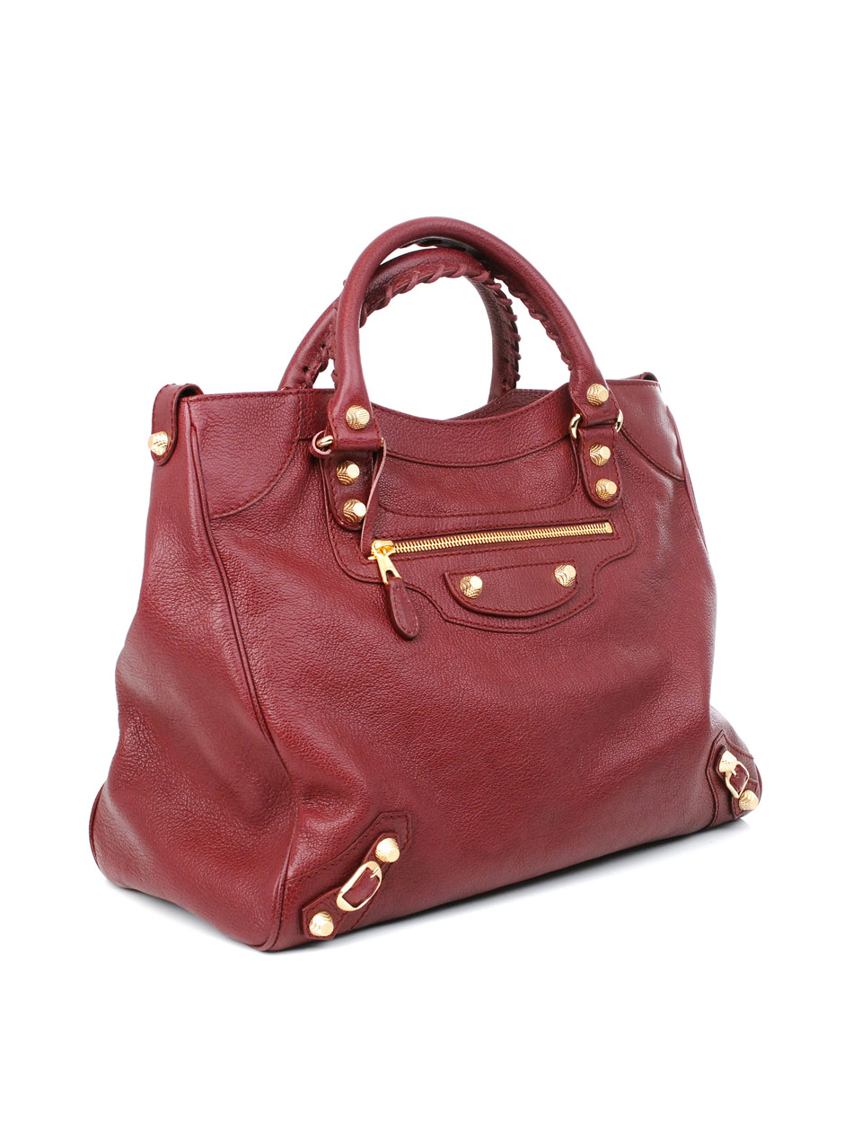Balenciaga Giant Velo Gold Stud Bag in Red (gold) | Lyst