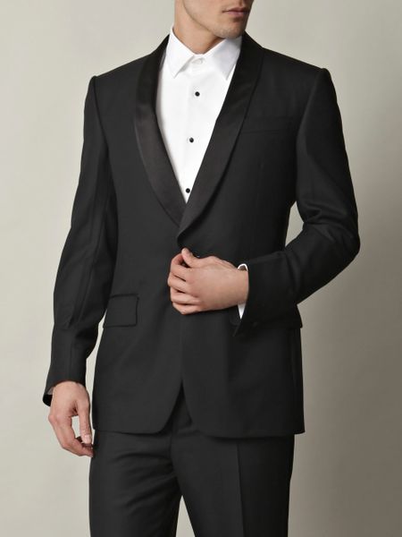 Saint Laurent Shawl Collar Tuxedo Suit in Black for Men | Lyst