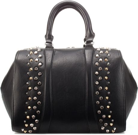 Zara Studded Bowling Bag in Black | Lyst