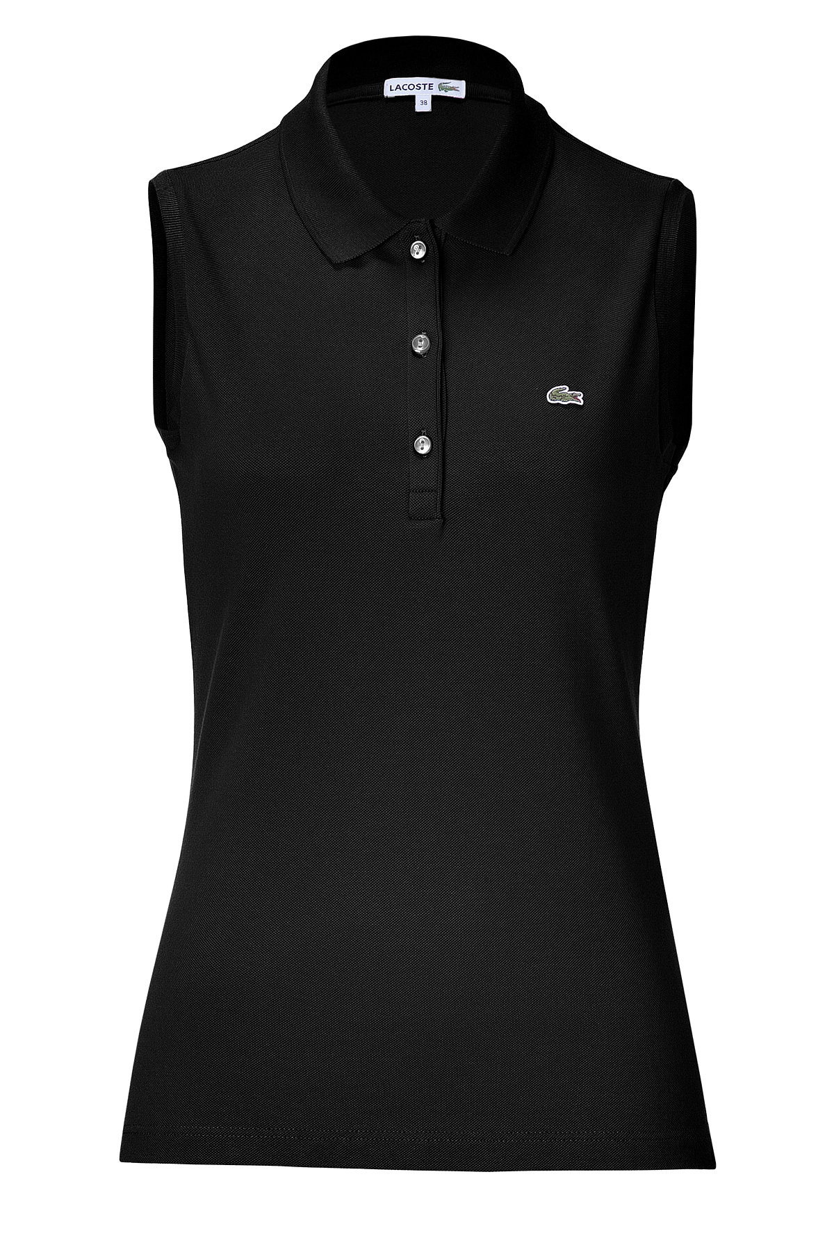 Lacoste Black Sleeveless Polo Shirt in Black | Lyst