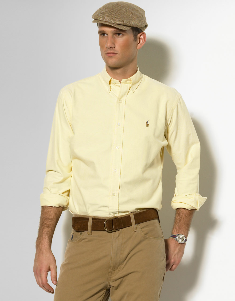 yellow polo dress shirt