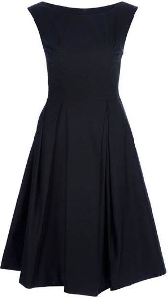 Acne Studios Boat Neck Pleated Dress in Black | Lyst