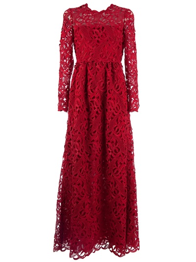 Valentino Crochet Maxi Dress in Red | Lyst