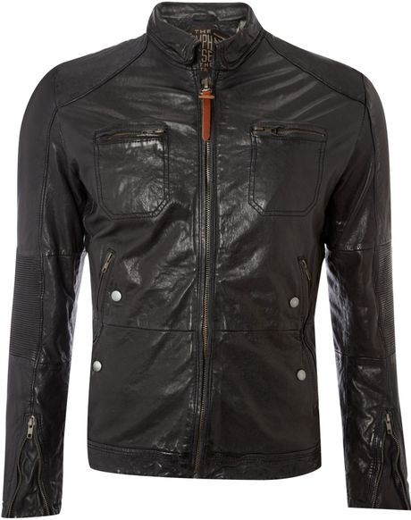 Diesel Leather Biker Jacket in Black for Men | Lyst