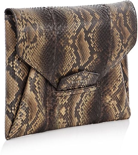 Givenchy Antigona Python Envelope Clutch in Animal (green) | Lyst