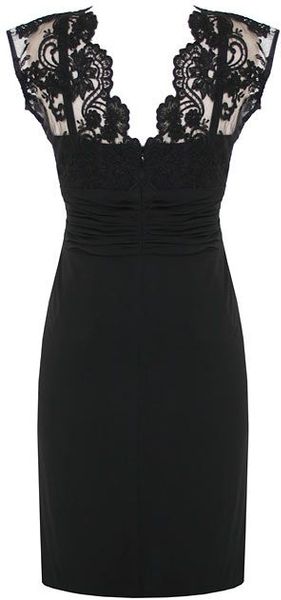 Alexon Black Lace Top Dress in Black | Lyst