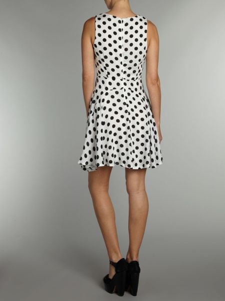 Ax Paris Polka Dot Skater Dress in White (black & white) | Lyst