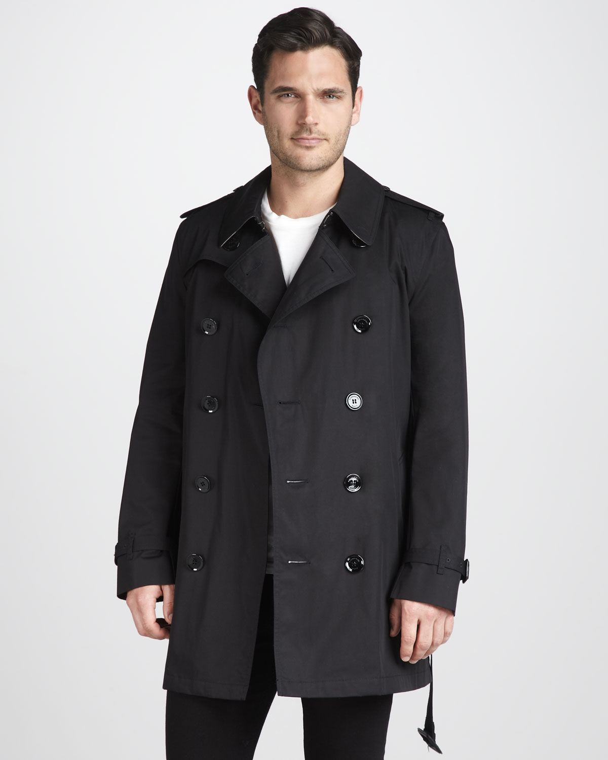 Burberry Brit Short Cotton Trenchcoat in Black for Men | Lyst