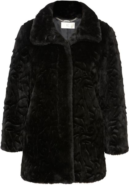 Cc Faux Astrakhan Fur Coat in Black | Lyst