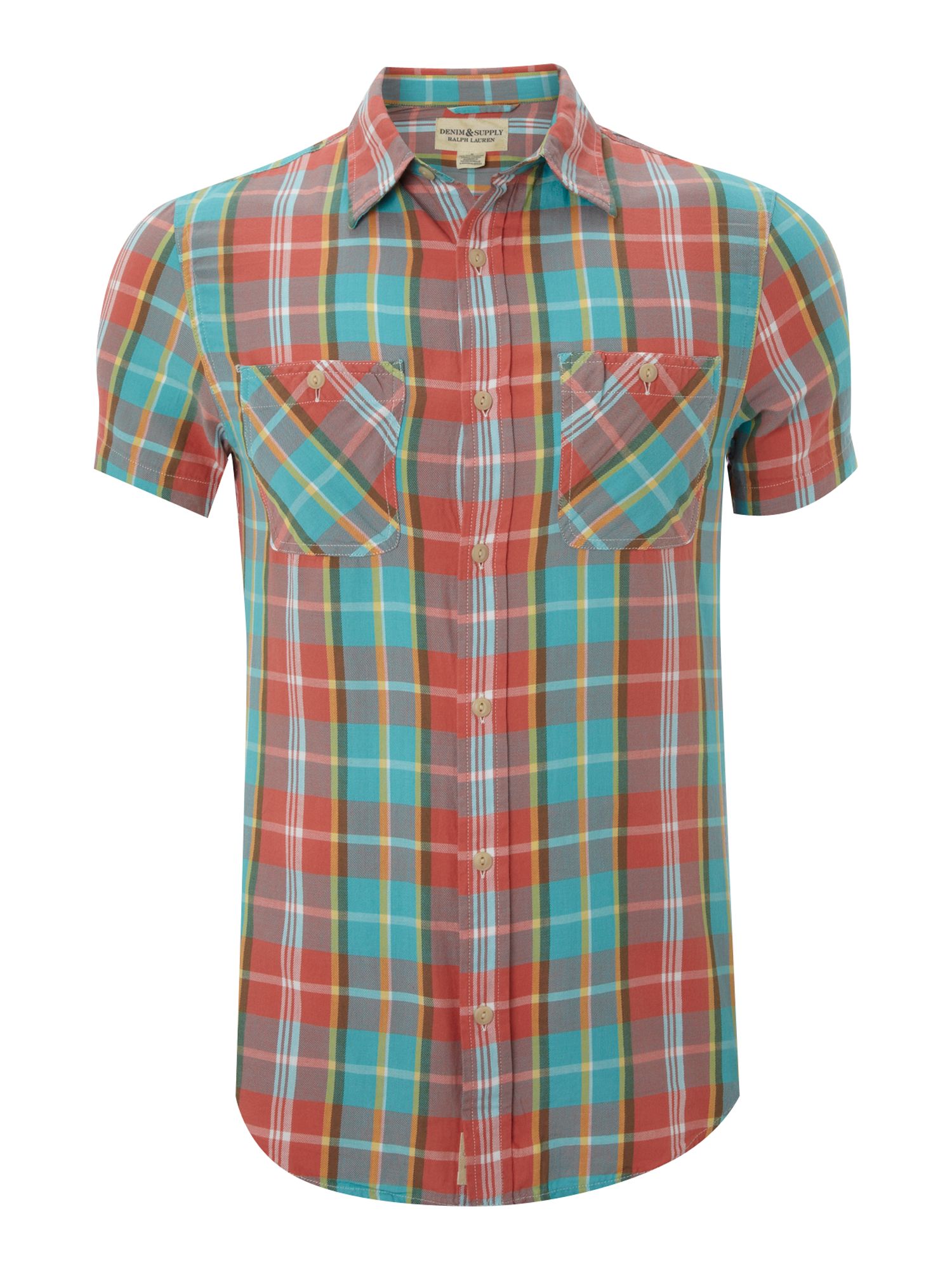 Denim & Supply Ralph Lauren Short Sleeved Bright Plaid Shirt in Green ...