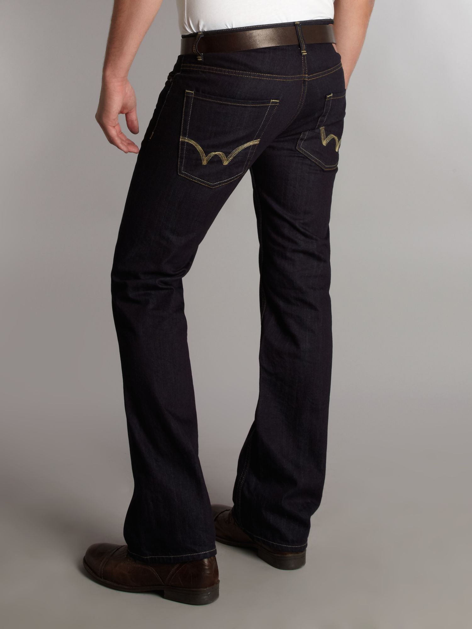 dark boot cut jeans for men