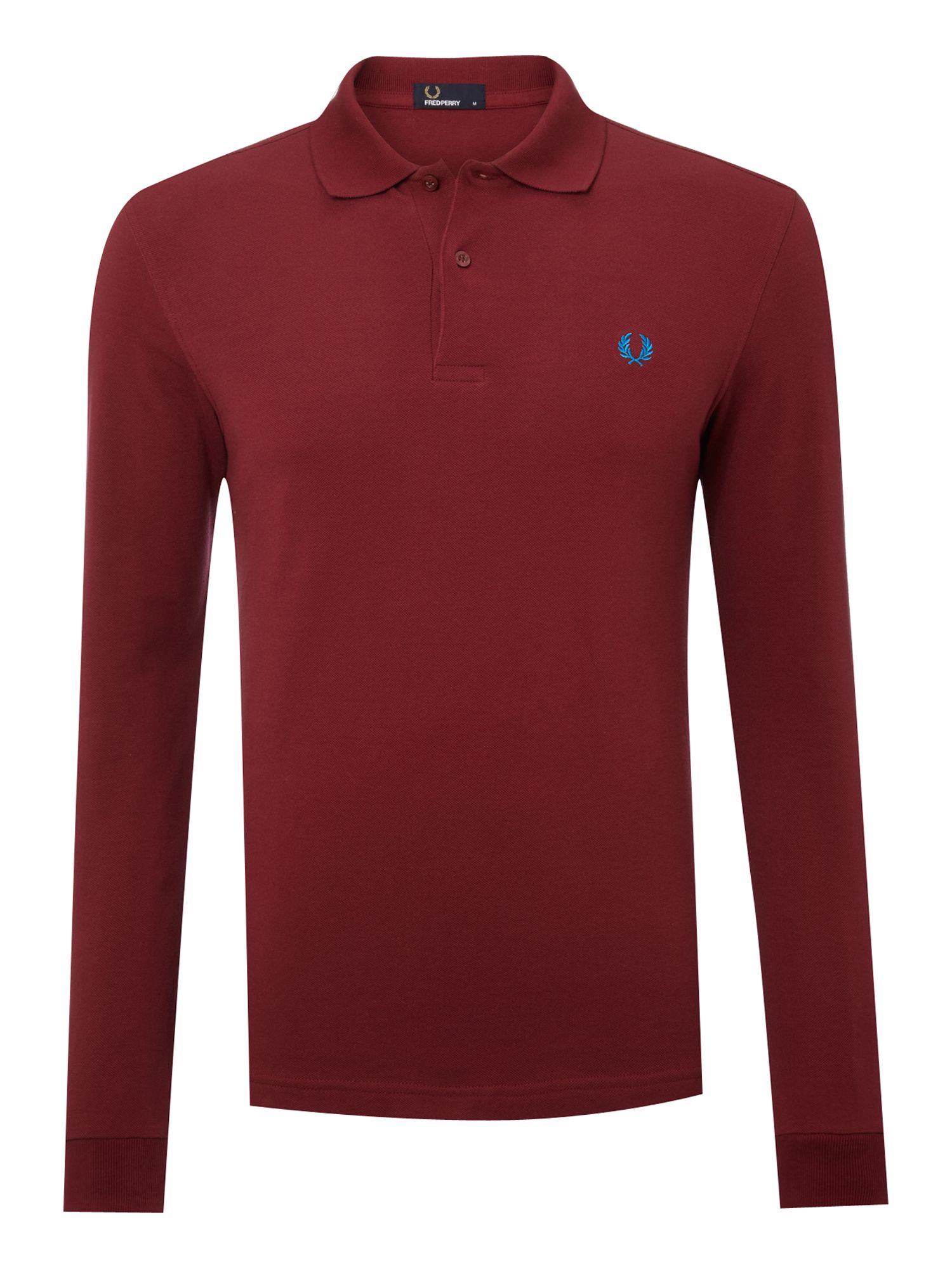 Fred Perry Slim Fit Long Sleeve Polo Shirt in Red for Men (maroon) | Lyst