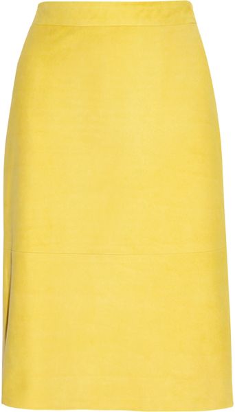 J.crew Leather Pencil Skirt in Yellow (lemon) | Lyst