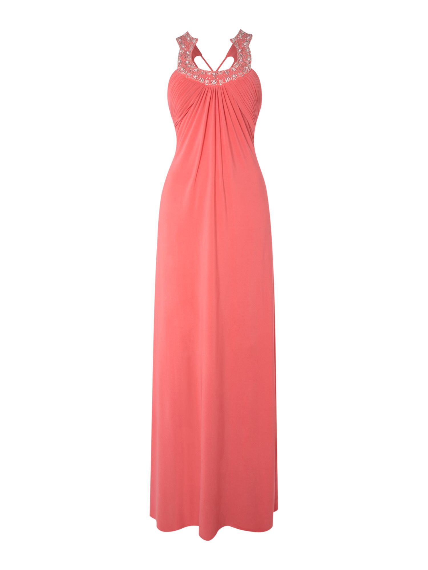 Js Collections Beaded Horseshoe Dress in Pink (coral) | Lyst