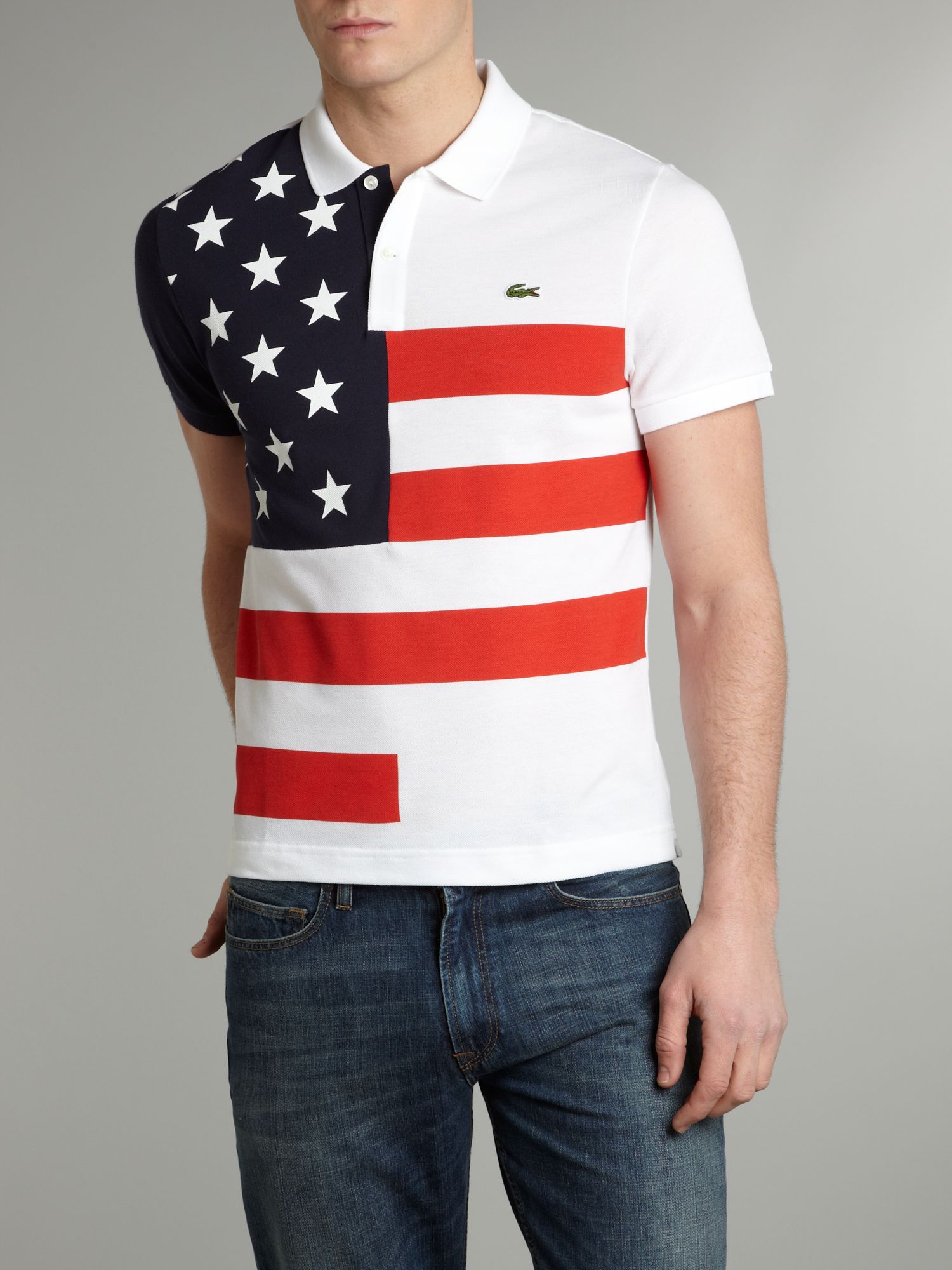 Lacoste Slim Fit Usa Flag Polo Shirt in White for Men | Lyst