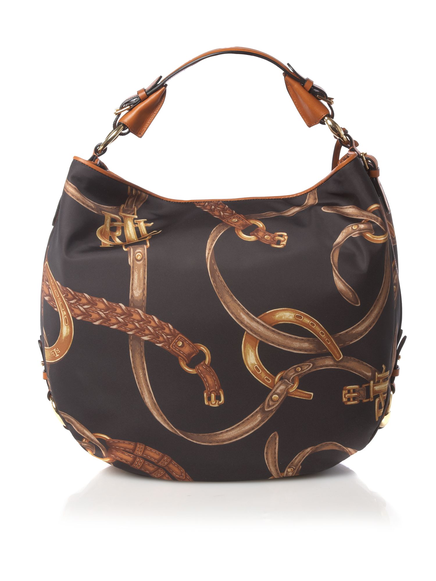 Lauren by ralph lauren Harbridge Equestrian Hobo Bag in Black | Lyst